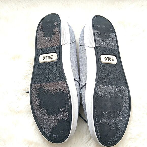 Polo Ralph Lauren Mens sz 11 D Shoes Faxon Low Gray Canvas Sneakers Lace Up - Picture 6 of 8
